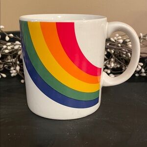 Vintage 1986 Rainbow Stripe Ceramic Mug
